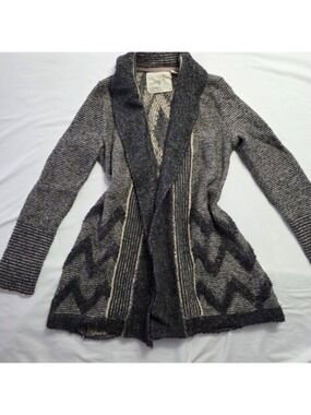 Anthropologie Angel of the North Wool Chevron Boho Cardigan Sweater Small S